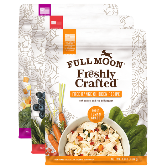 Fresh dog food variety pack (beef, chicken, turkey)