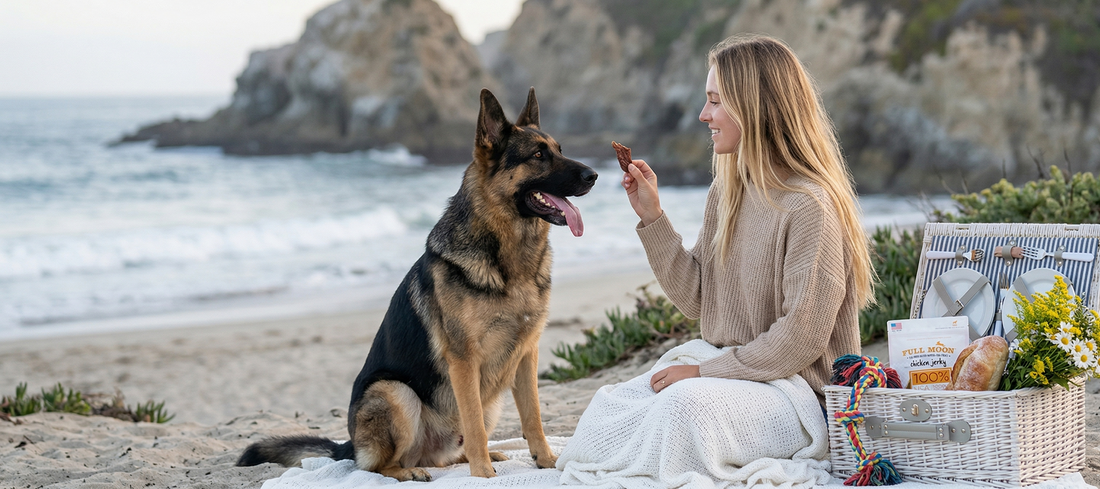 pet owner feeding joint treats for dogs