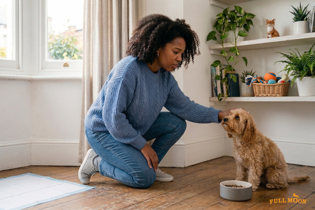 pet owner looks concern over dog having diarrhea and loose stool issue